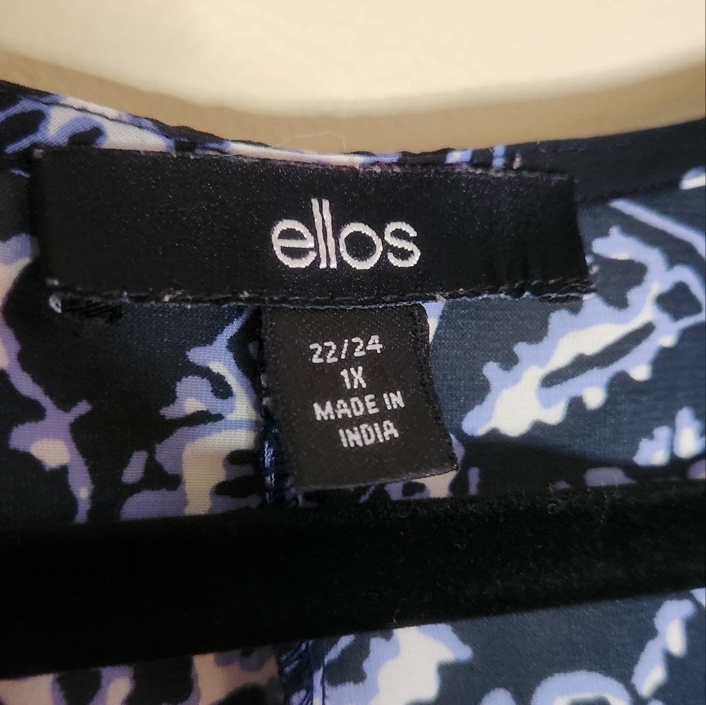 Blue Floral Swim Cover-up Ellos Sz 1X Beach Flowy Tie Waist Vacation Resort wear - Picture 3 of 7